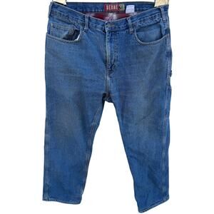 VTG Berne Flannel Lined Blue Red Carpenter Jean 36x30 Workwear  100% Cotton Pant